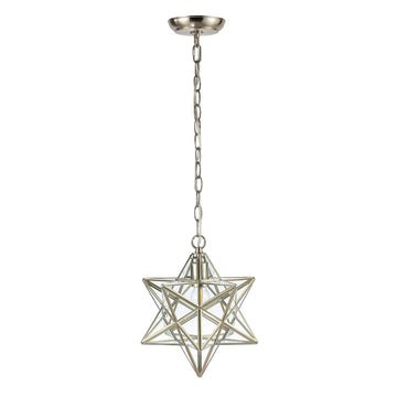 Stellaa 12" Moravian Star Metal/Clear Glass LED Pendant